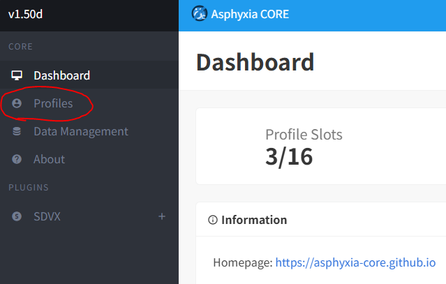 点击 profile 按钮